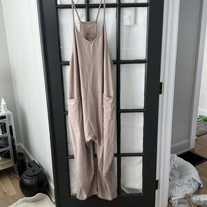 FP movement hot shot beige Casual Cream Jumpsuit onesie (Large)